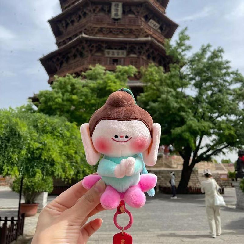 正版云冈石窟山西文创佛小伴莲花挂件玩偶毛绒高级钥匙扣可爱